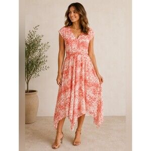 SUNDANCE Avonlea Floral Silk Asymmetrical Dress